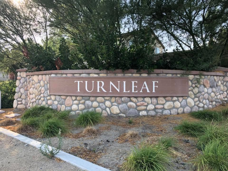 Tree-lined street in Turnleaf neighborhood, Jurupa Valley